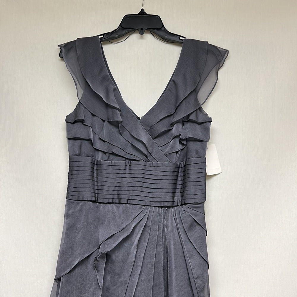 Adrianna Papell tiered petal sleeveless chiffon long dress - Picture 10 of 11